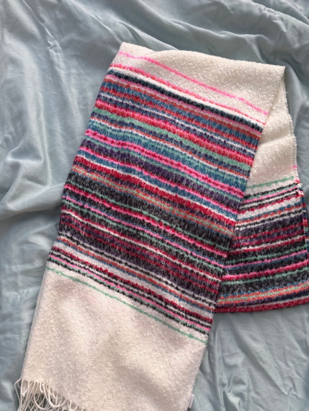 GAP Woven Blanket Scarf Fringe Multicolor Stripe Wrap Cozy Oversized